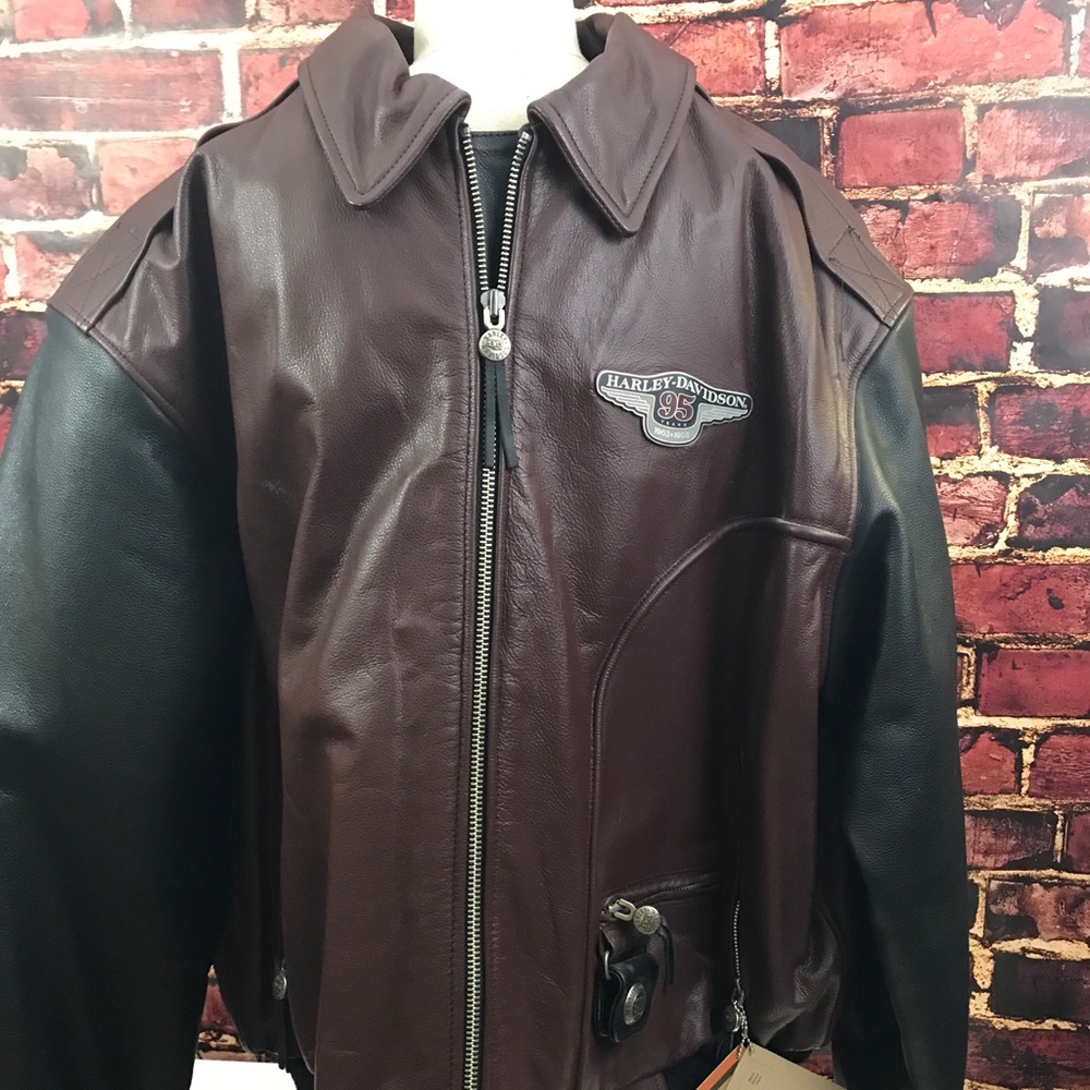 Harley Davidson 95th ANNIVERSARY Black & Brown Lea